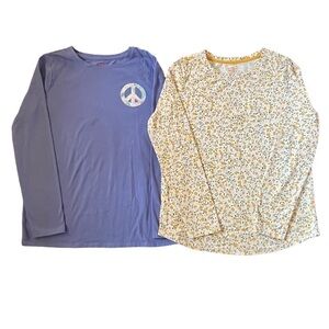 Cat & Jack bundle of 2 long-sleeve t-shirts with floral print and peace sign